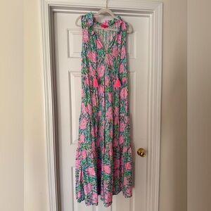 Lilly Pulitzer Malone Maxi Dress Frenchie Blue Turtley in Love